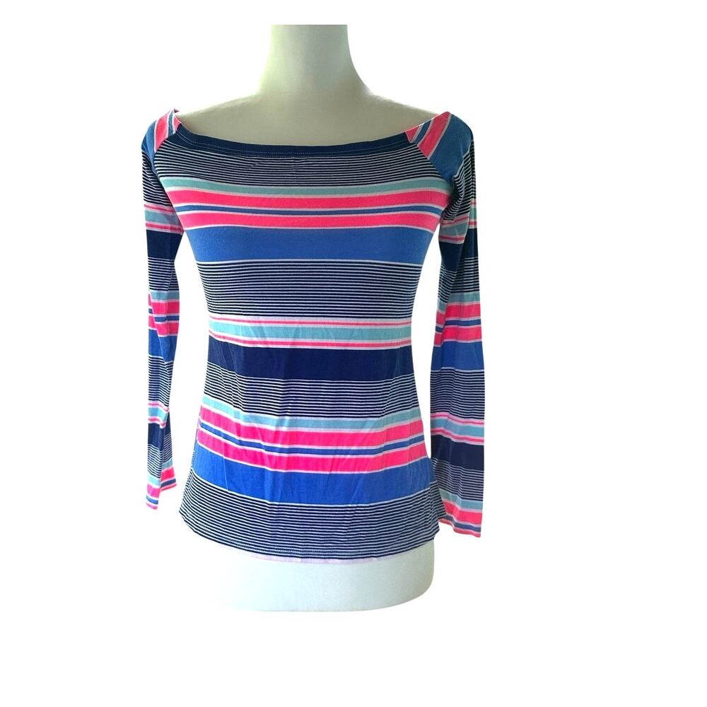 Lilly Pulitzer Blue White Pink Long Sleeve Top XS